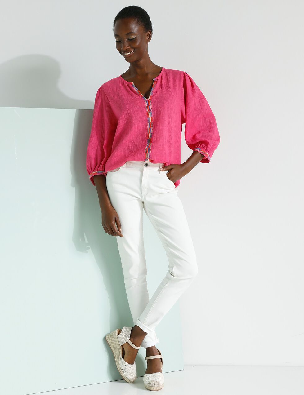 T-Shirt D'été Pour Femme Grande Taille Hauts Coupe Ample Col En V