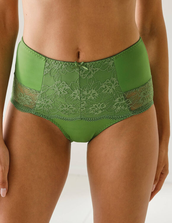 Culotte microfibre et dentelle stretch forme maxi taille haute "Limbara" - lot de 2 (vert)