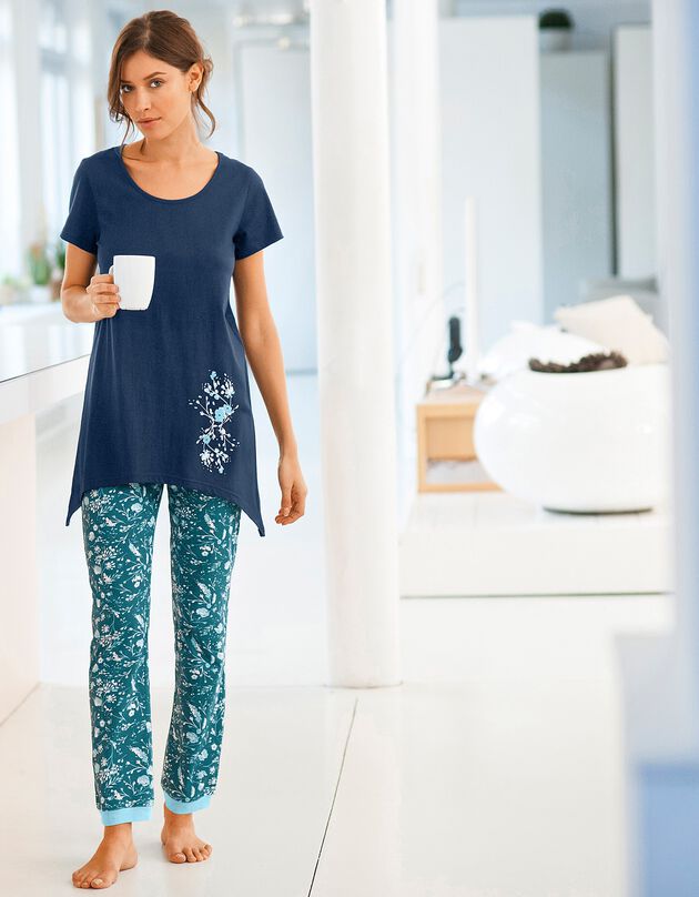 Pantalon de pyjama – fleuri émeraude (émeraude)