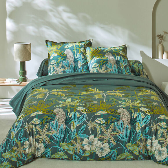 Linge de lit Gaia imprimé tropical - en coton (vert)