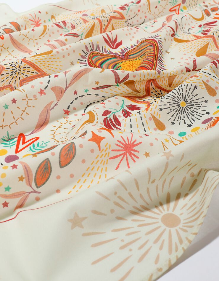 Foulard fabriqué en France imprimé céleste, 100 x 100 cm  - coton (écru)