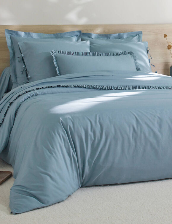 Linge de lit uni percale (bleu clair)