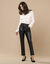 Pantalon fuselé 7/8ème, aspect cuir** (noir)