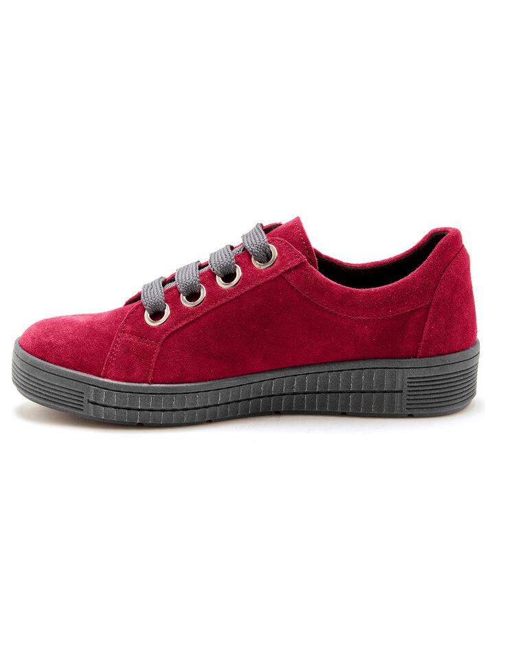 Baskets zippées et lacées grande largeur en cuir femme - rouge (rouge) Baskets zippées et lacées grande largeur en cuir femme - rouge (rouge)