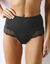 Culotte taille haute microfibre et dentelle - sculptante (noir)