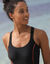 Maillot de bain 1 pièce uni Lohena, spécial maintien (noir / orange)