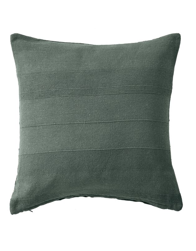 Housse coussin unie coton tissage artisanal - lot de 2 (vert grisé)