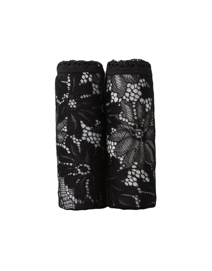 Culotte forme tanga taille haute microfibre et dentelle stretch - lot de 2 (noir)