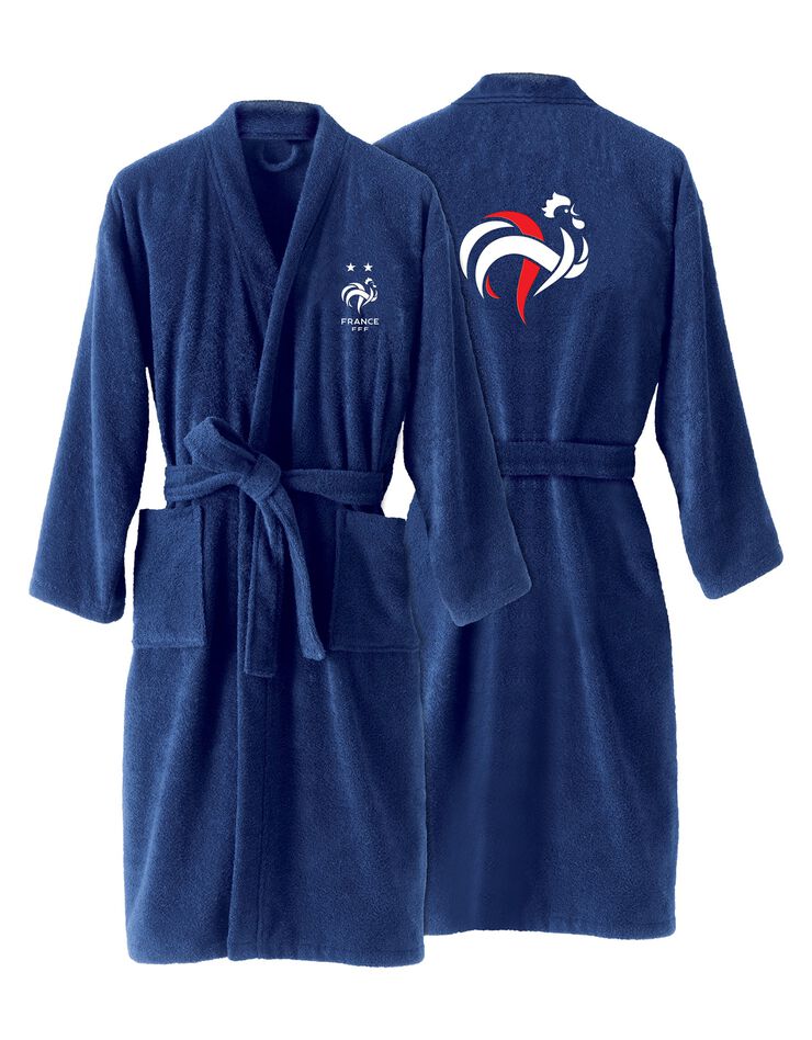 Peignoir de bain adulte FFF® col kimono, éponge bouclette (bleu)
