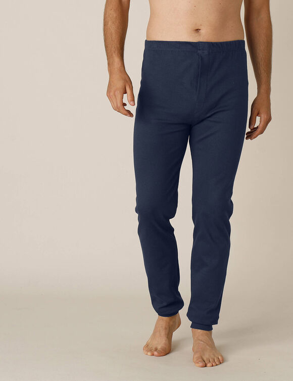 Cale&ccedil;on long Thermoperle&reg; coton - lot de 2 (marine)