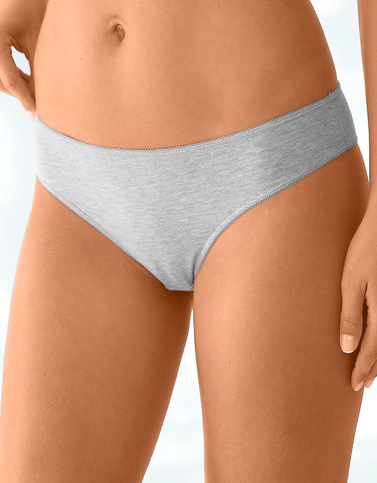 Culotte forme tanga coton stretch - Lot de 4 (gris chiné + noir) Culotte forme tanga coton stretch - Lot de 4 (gris chiné + noir)