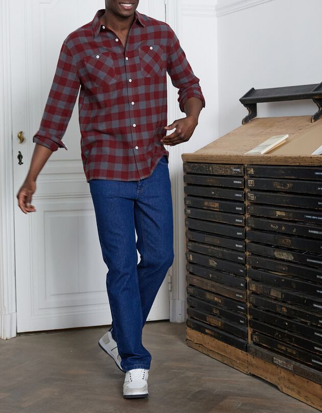 Chemise carreaux écossais flanelle (bordeaux / gris)