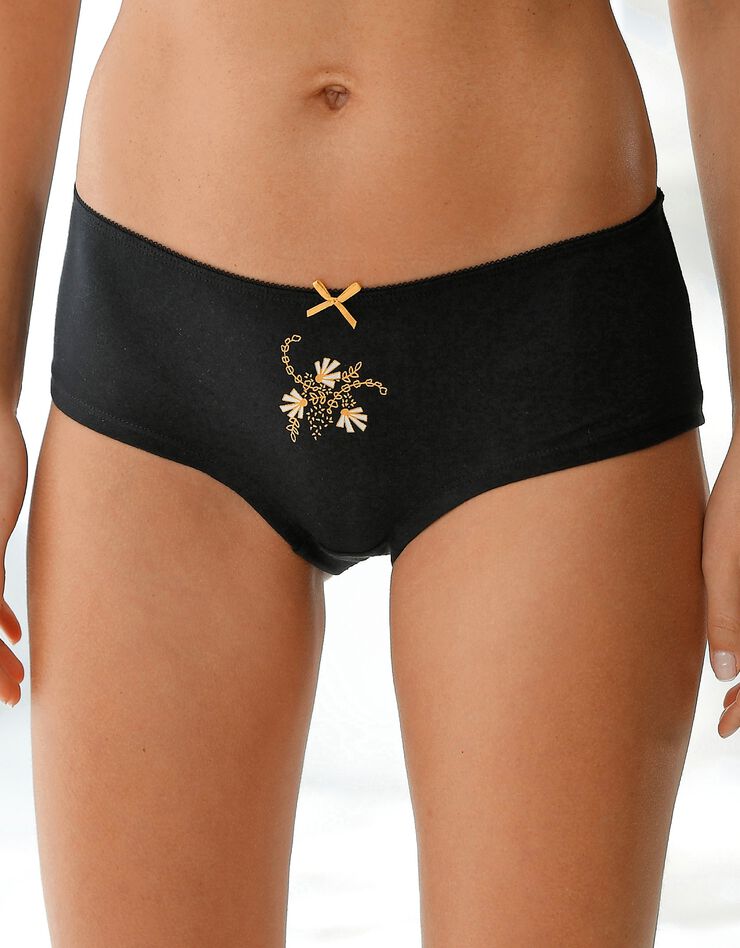 Shorty coton imprimé gamme "graphique" - lot de 4 (noir / miel) Shorty coton imprimé gamme "graphique" - lot de 4 (noir / miel)