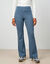 Legging flare taille haute, molleton chaud sp&eacute;cial froid (gris bleut&eacute;)