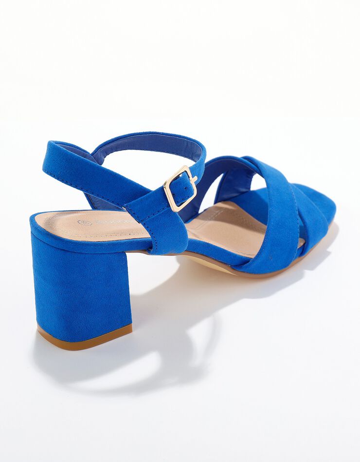 Sandales à talon brides croisées (bleu)