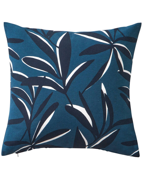 Housse de coussin imprim&eacute; feuillage (bleu)