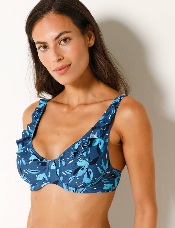 Haut de maillot de bain volant&eacute; forme foulard Lokia - avec armatures flexibles  (bleu)