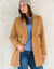 Manteau caban boutonn&eacute; uni (caramel)