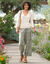 Pantalon large imprimé, taille élastiquée (kaki / bleu)