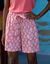 Short noué viscose fluide, imprimé (bois de rose / écru)