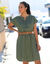 Robe courte boutonnée unie, fluide (kaki)