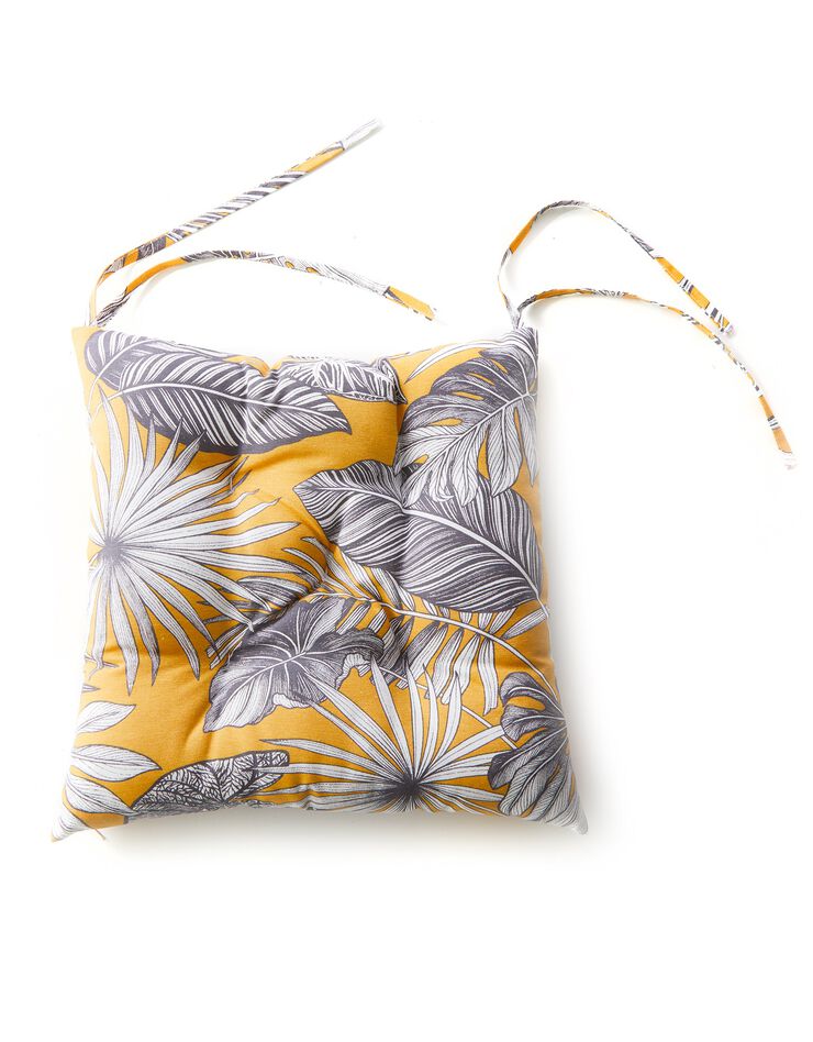 Galette de chaise imprimé tropical - lot de 2 (jaune)