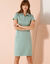 Robe droite col polo unie, maille stretch (vert clair)