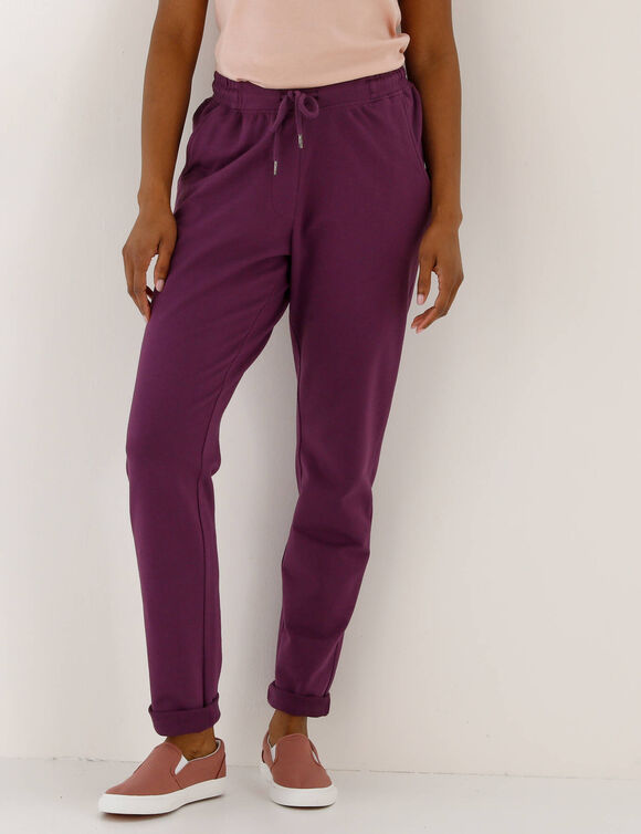 Pantalon jogpant ceinture &eacute;lastiqu&eacute;e molleton  (prune)