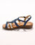 Sandales compensées cuir bi-matière (bleu)