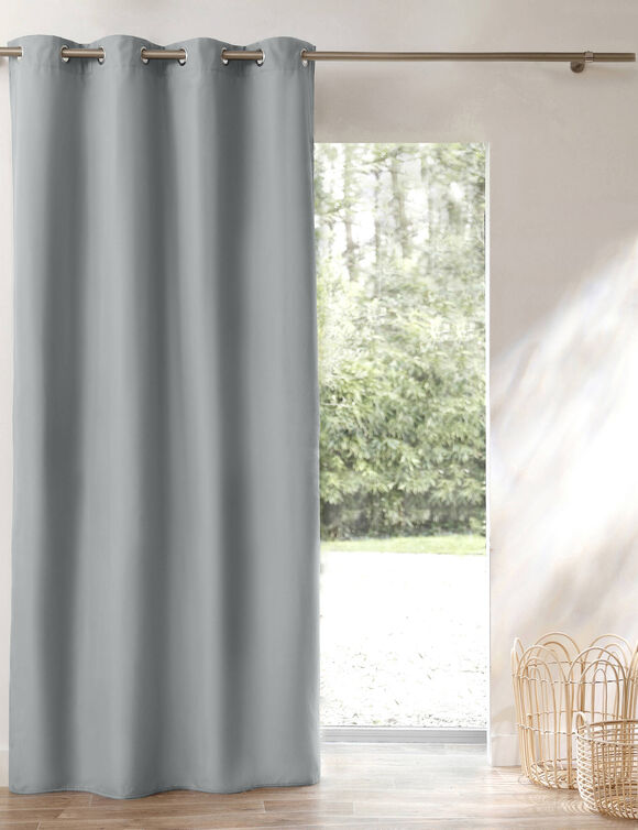 Rideau isolant uni envers polaire finition oeillets (gris perle)
