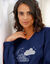 Chemise de nuit longue nuages en micro-polaire (marine)