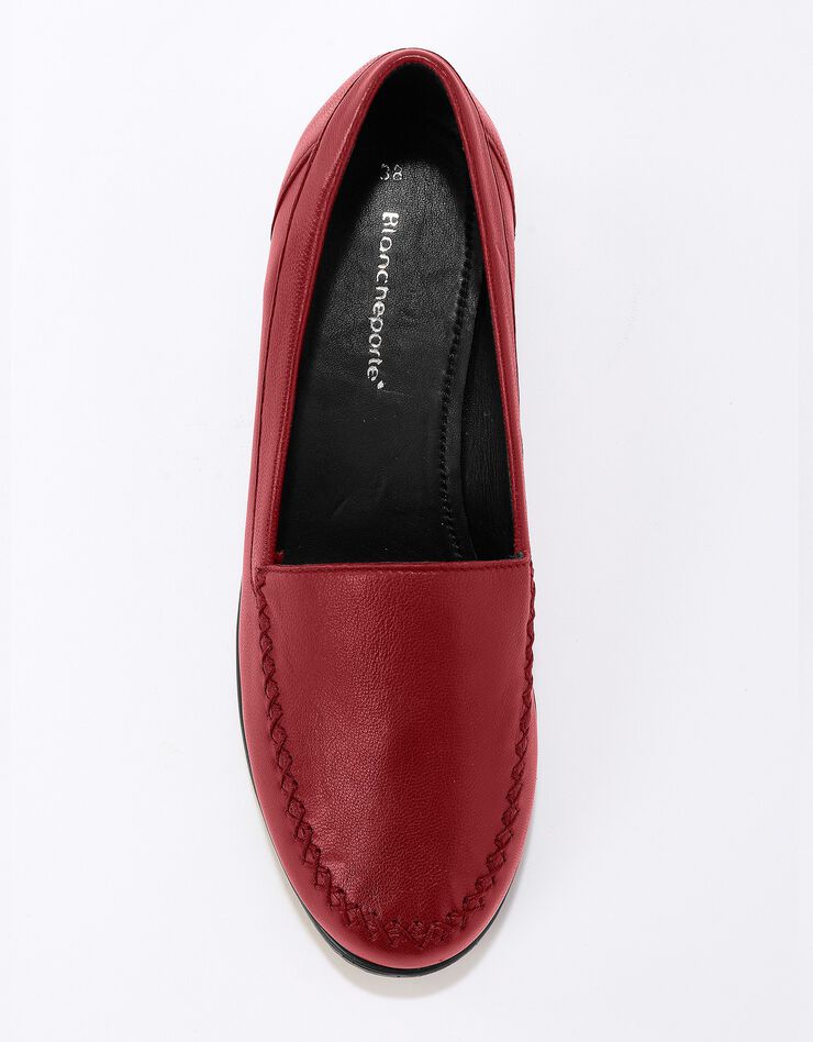 Mocassins largeur confort en cuir souple - uni  (bordeaux)