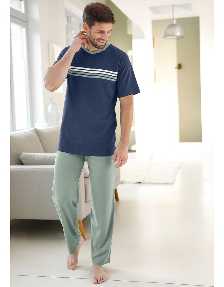 Tee-shirt pyjama rayé manches courtes (marine)