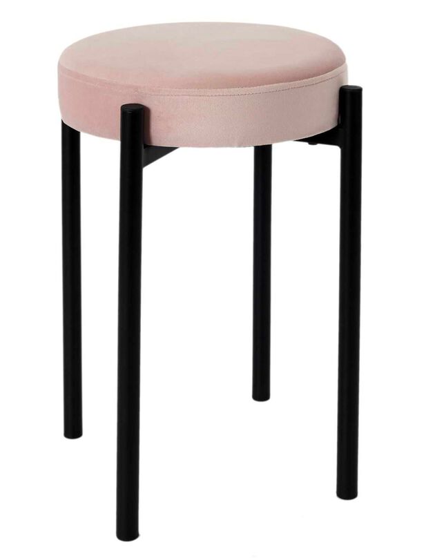 Tabouret empilable - revêtement velours (rose)