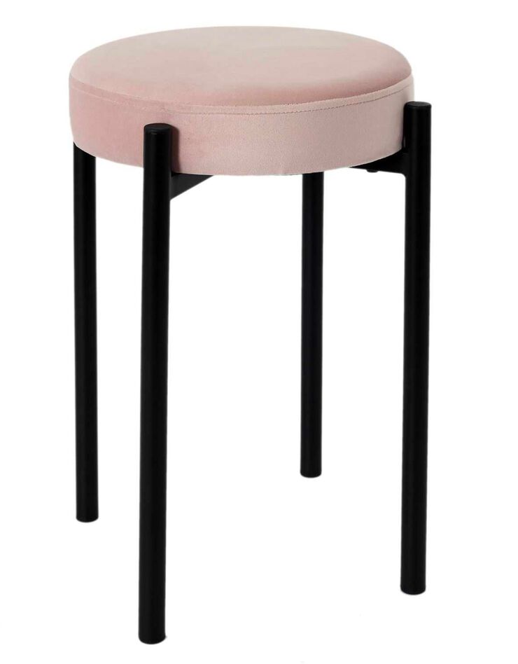 Tabouret empilable - revêtement velours (rose)