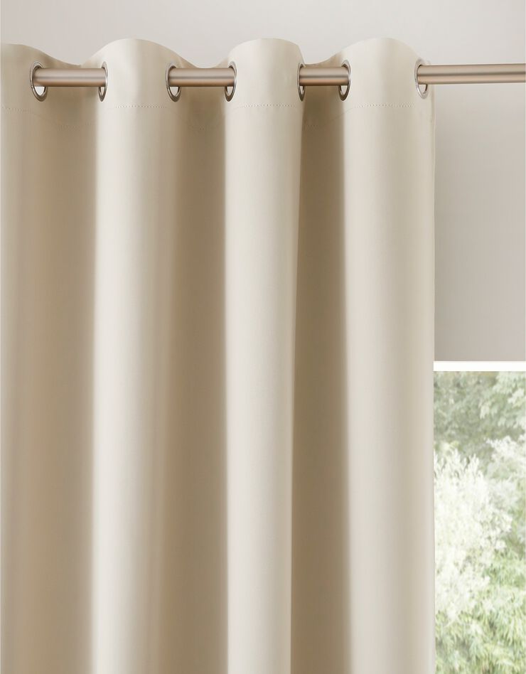 Rideau occultant uni satiné finition oeillets (beige)
