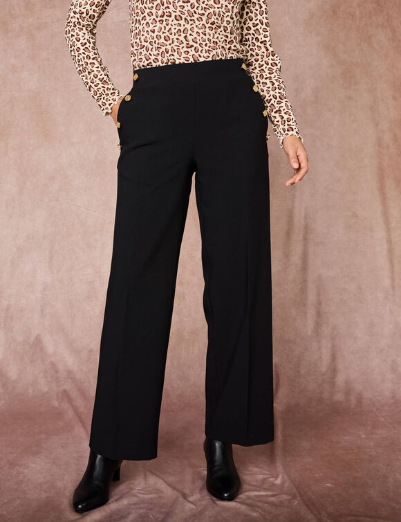 Pantalon fluide effet pont (noir)
