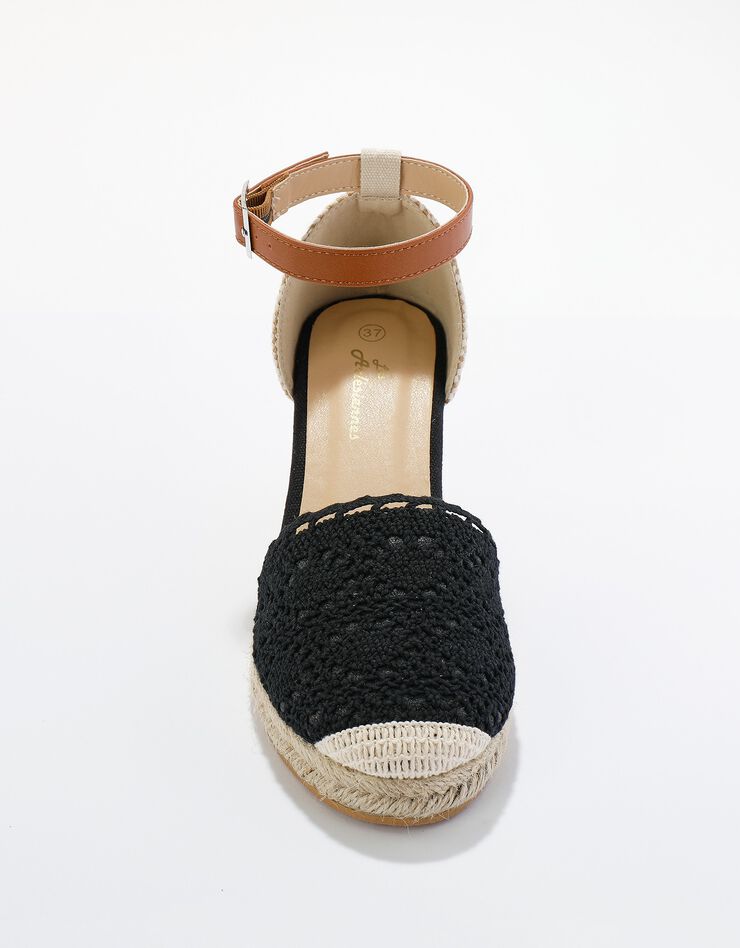 Sandales compensées macramé semelle corde (noir)
