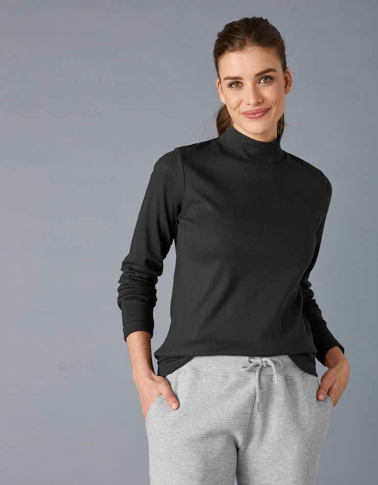 Tee-shirt col montant manches longues (noir) Tee-shirt col montant manches longues (noir)