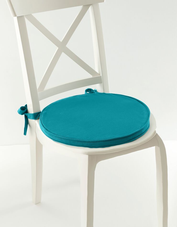 Coussin d'assise uni rond bachette (bleu canard)