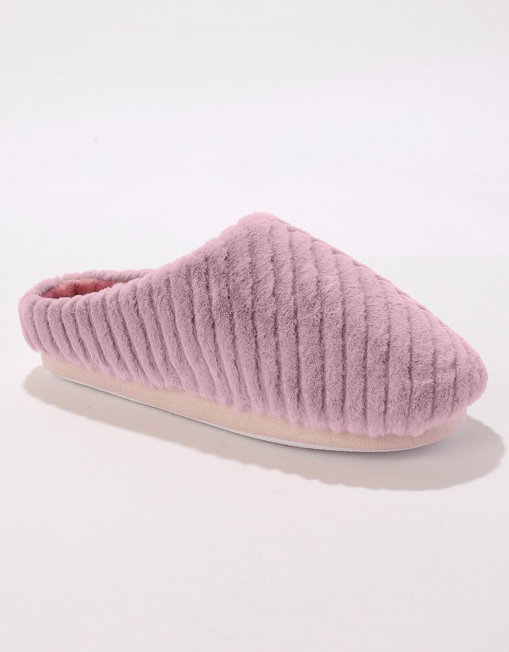 Mules en polaire plates et moelleuses (rose) Mules en polaire plates et moelleuses (rose)