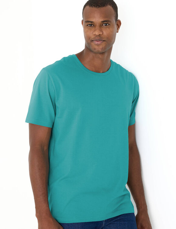 T-shirt col rond manches courtes - lot de 3 (aqua + vert eau + marron)