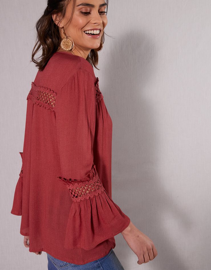 Blouse unie détails macramé (terracotta) Blouse unie détails macramé (terracotta)