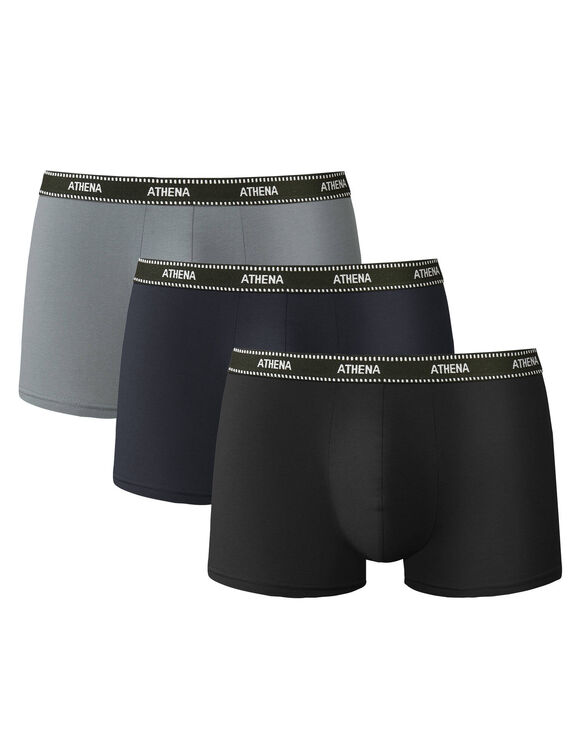 Lot de 3 boxers Ecopack (marine + noir + gris)