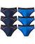 Slip fermé élastiqué surpiqué taille confort - lot de 6 (bleu + marine)