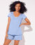 Pyjama short imprimé pois (bleu grisé)