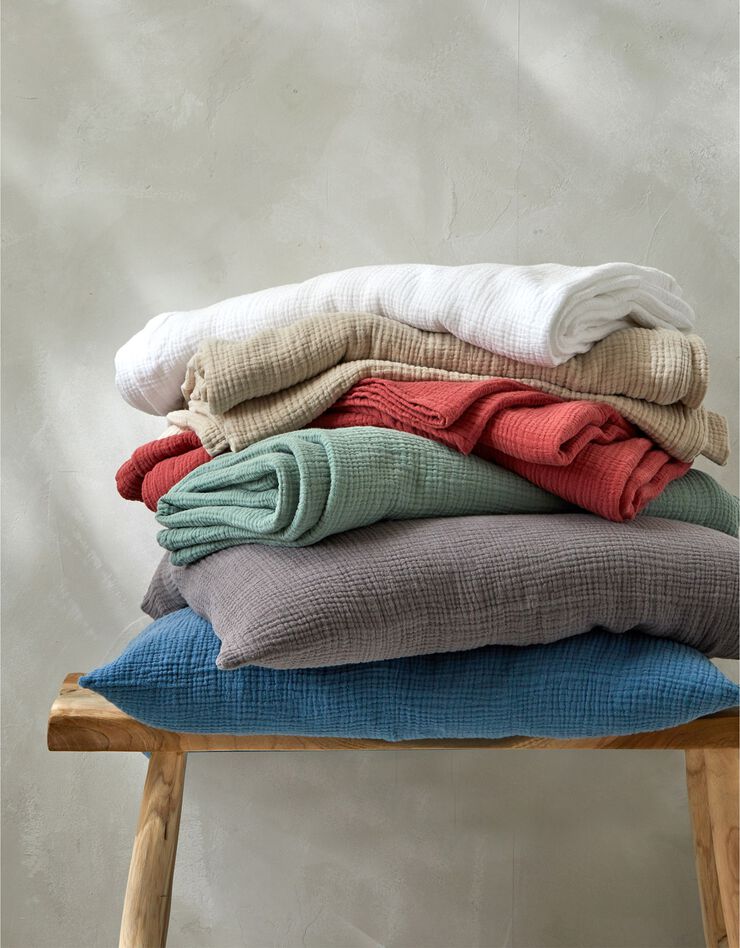 Linge de lit uni en triple gaze de coton (bois de rose)
