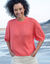 Pull loose manches coudes, laine et mohair m&eacute;lang&eacute;s (corail)