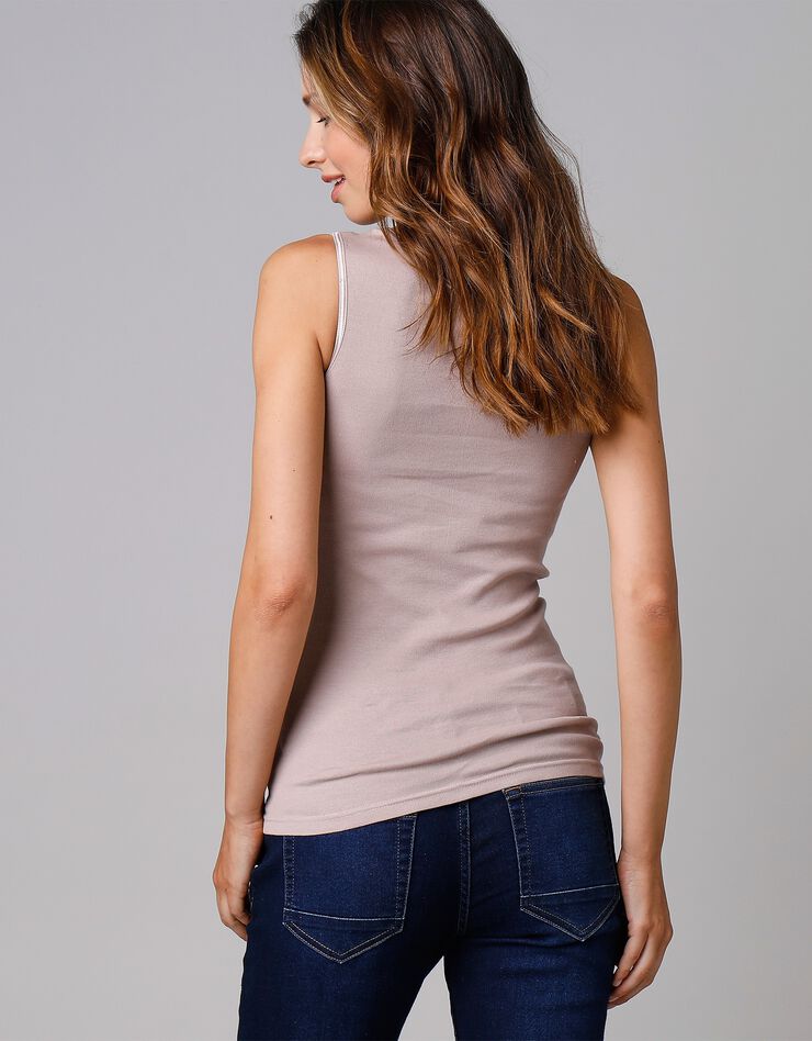 Débardeur coton et dentelle - lot de 2 (vison)