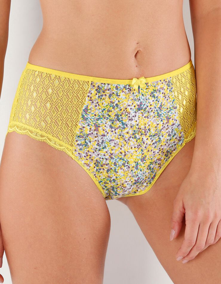 Culotte maxi coton dentelle imprimée multicolore Coria - lot de 2 (jaune)